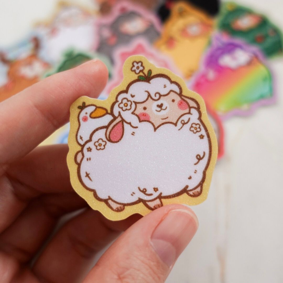 Chonky Sheep Stickers (Matte Glitter)