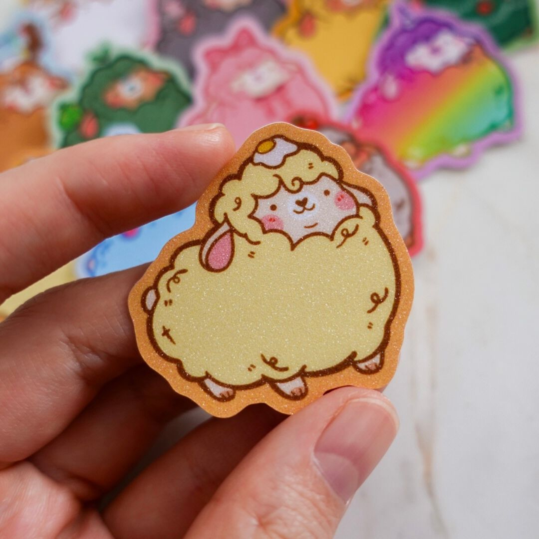 Chonky Sheep Stickers (Matte Glitter)