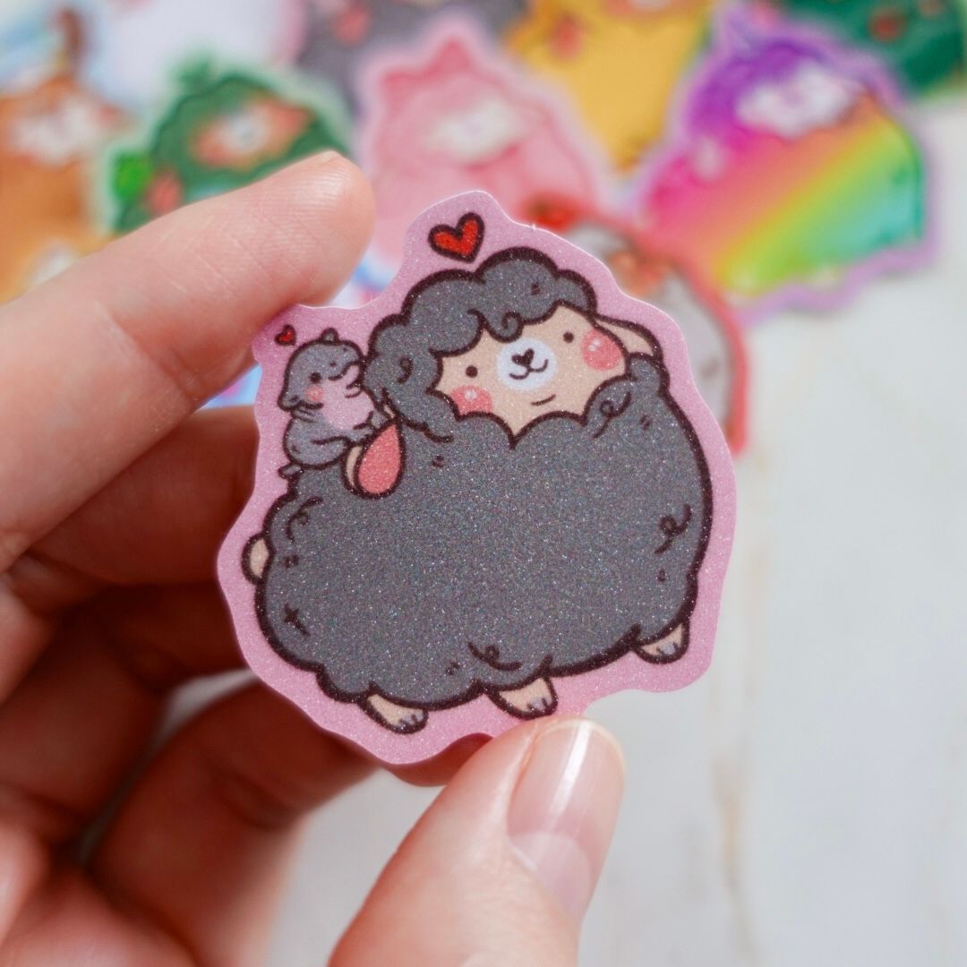 Chonky Sheep Stickers (Matte Glitter)