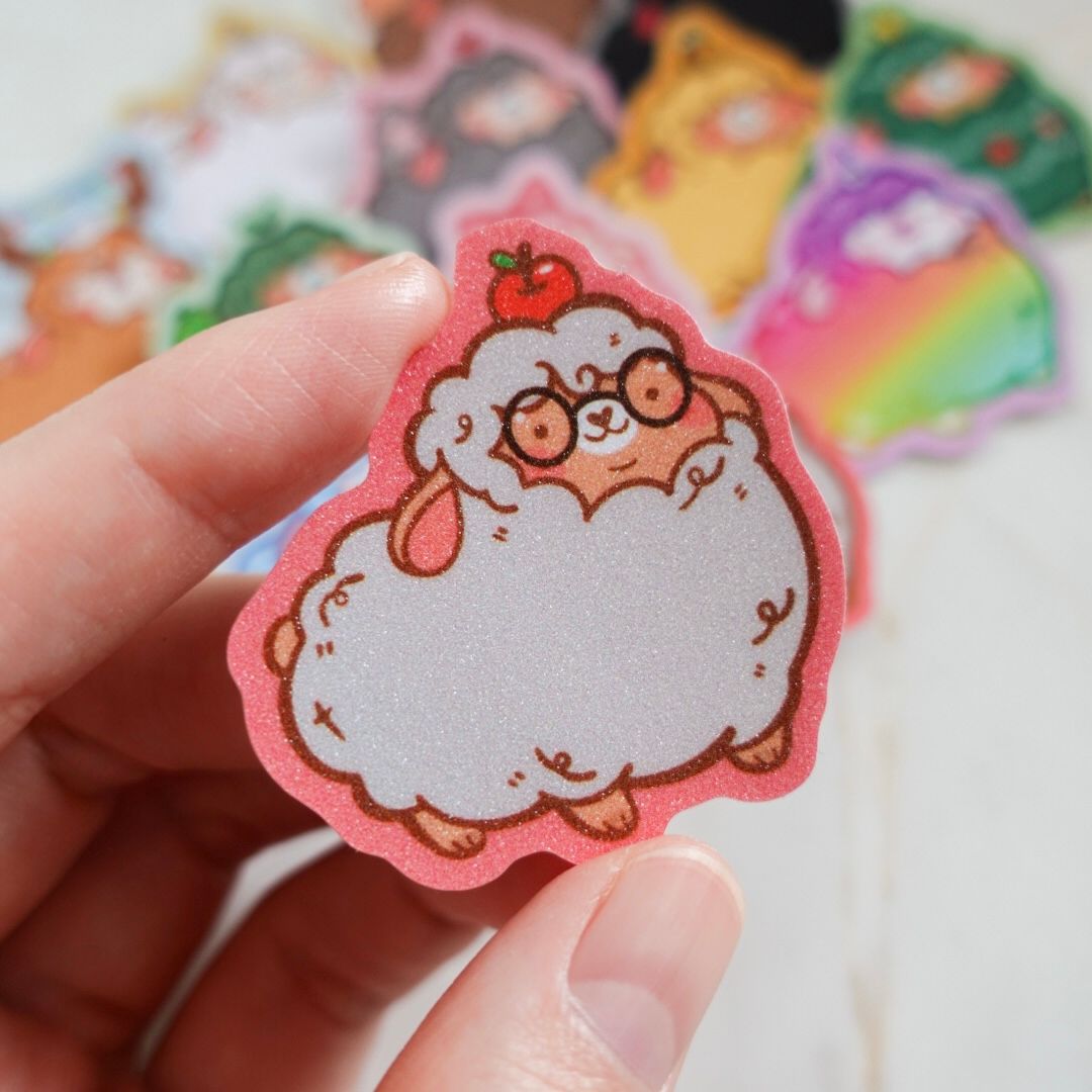 Chonky Sheep Stickers (Matte Glitter)