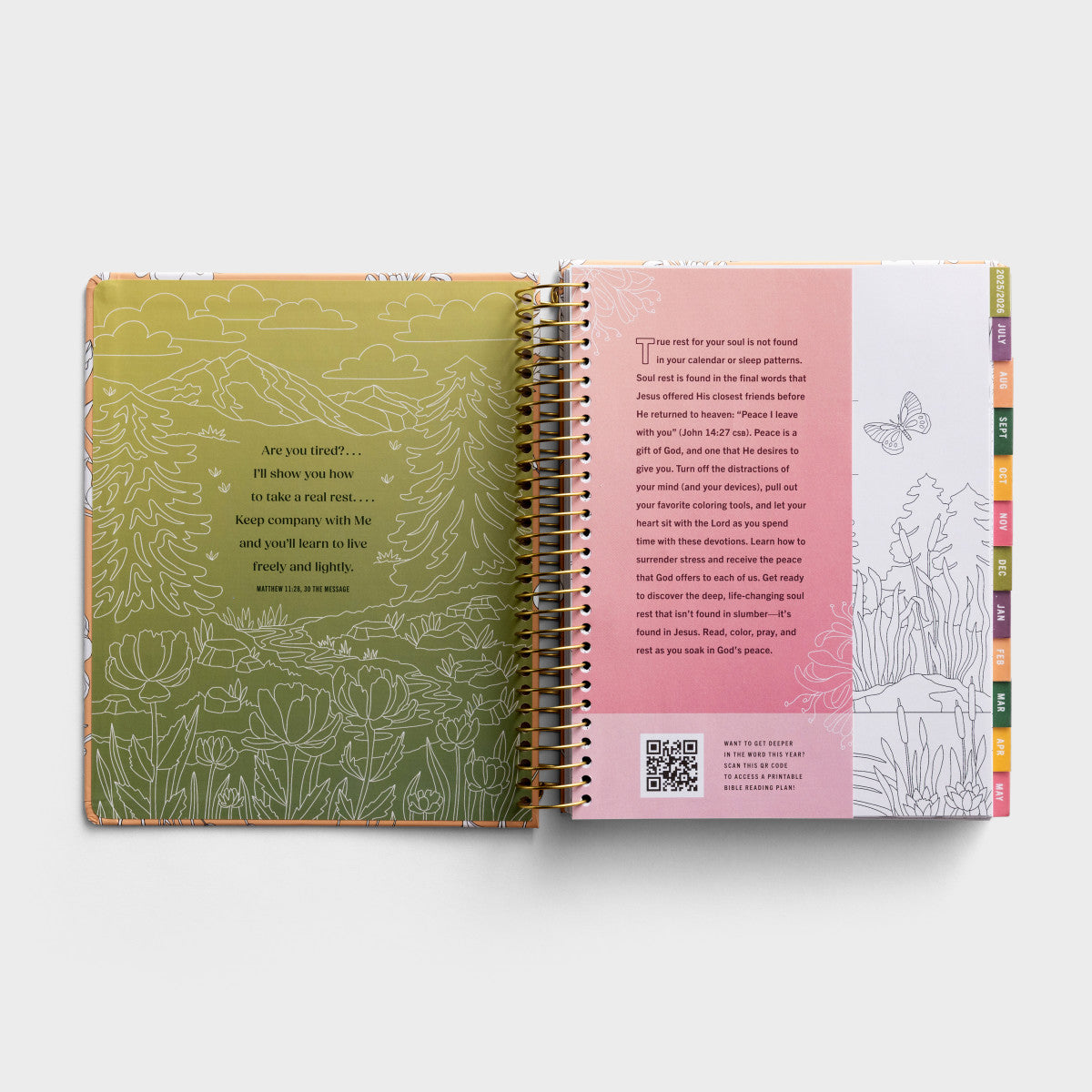 2025-2026 Premium Devotional Planner (18-Month) - He Refreshes My Soul (U3363)