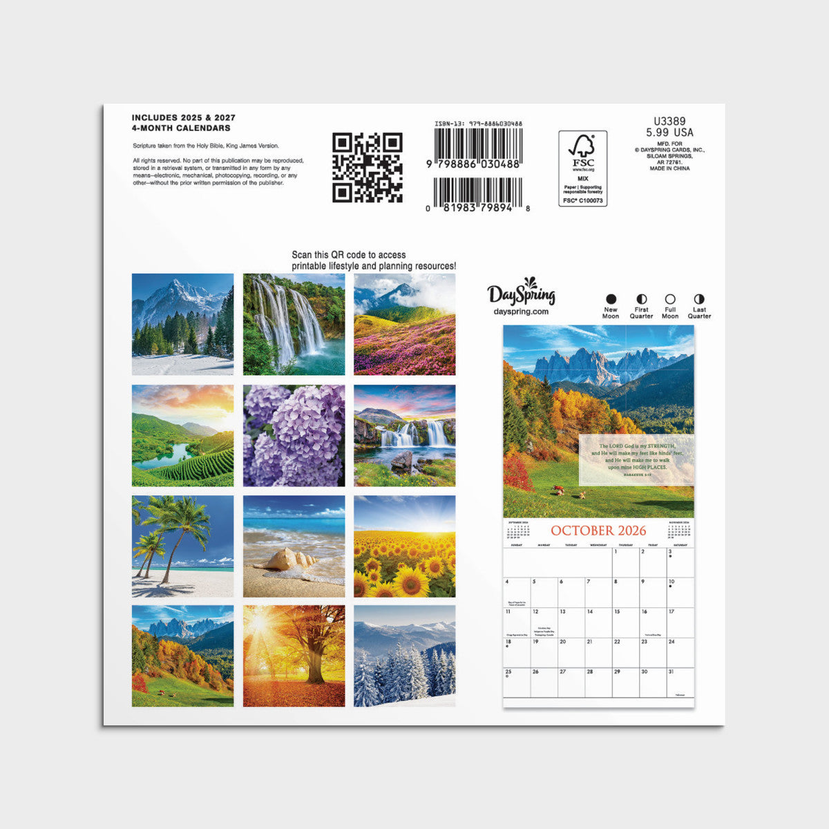 Bible Verses - 2026 Mini Inspirational Wall Calendar (U3389)