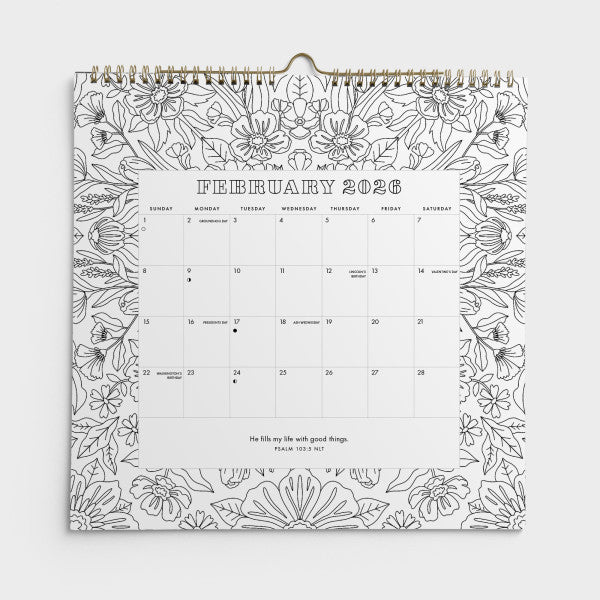 Peace in Every Moment Creative Coloring - 2026 Spiral Wall Calendar (U3395)