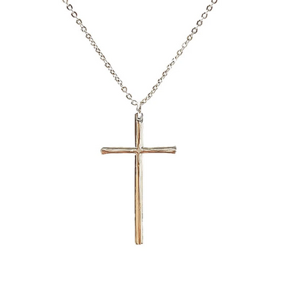 Classic Cross Pendant Necklace (White Gold)