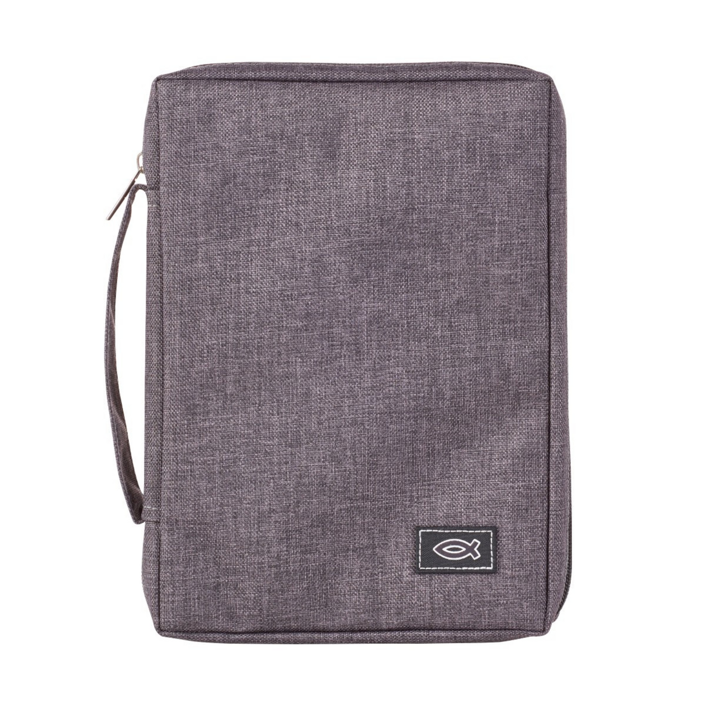 Poly-Canvas Value Bible Cover, Ichthus Fish Badge - Gray