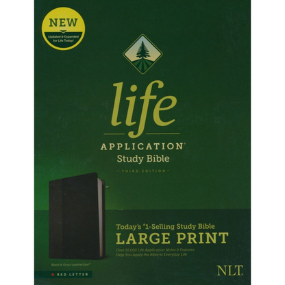 NLT Life Application Study Bible (Third Ed), Large Print - LeatherLike, Black/Onyx