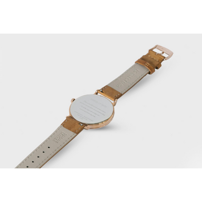 Proverbs 3:5 Watch - Rose Gold White Face/Brown Leather Strap