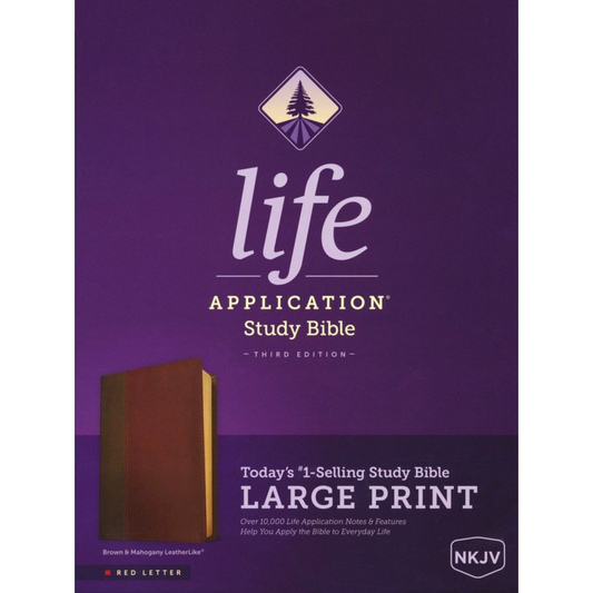 NKJV Life Application Study Bible (Third Ed) Large Print, LeatherLike, Brown/Mahogany