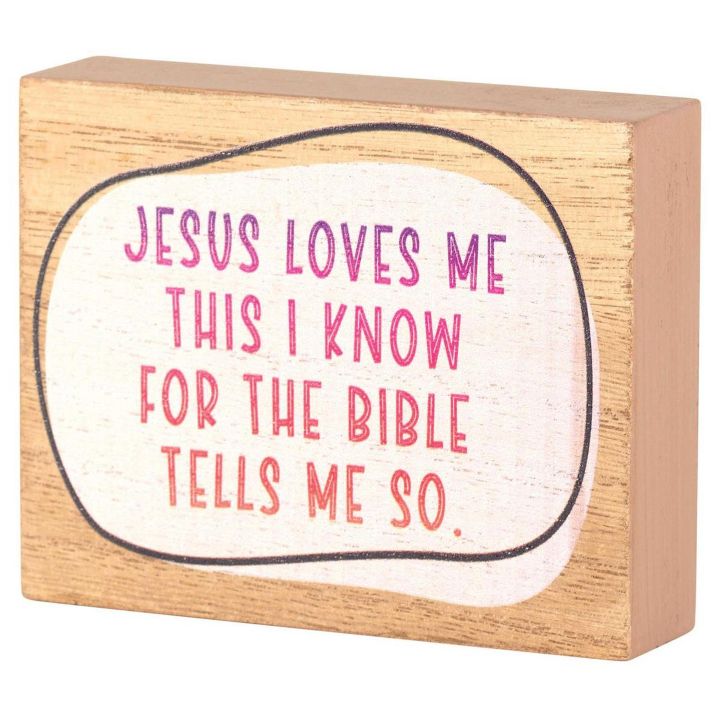 Mini Wood Plaque - Jesus Loves Me (#TPLK43-321)